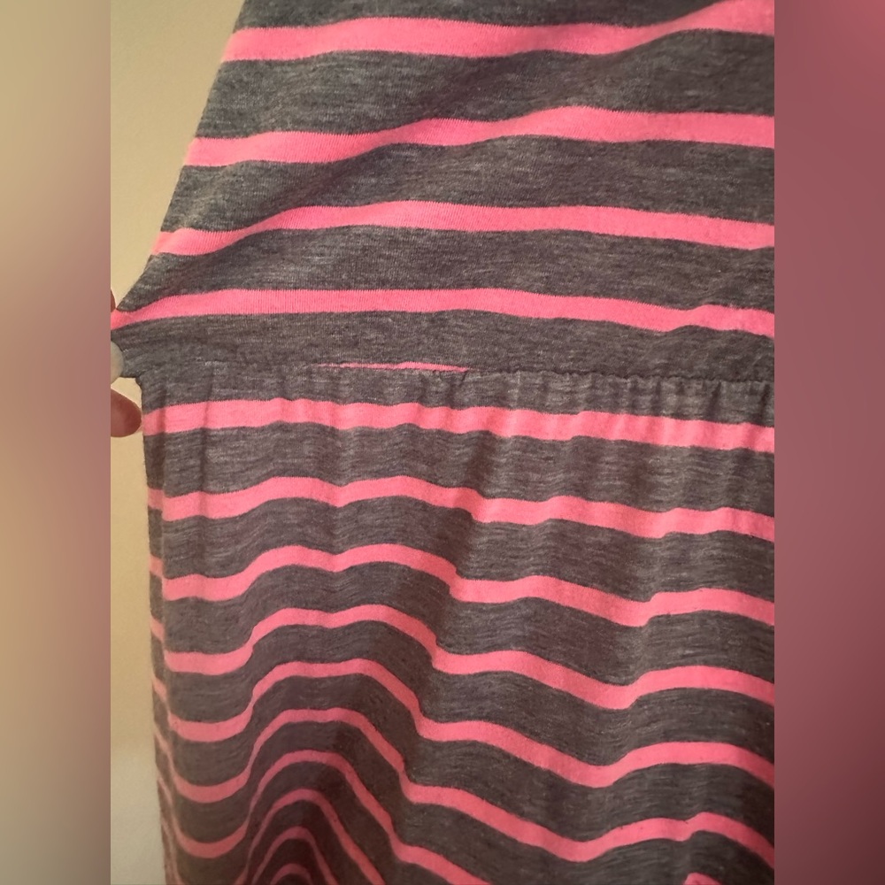 MOSSIMO Gray & Pink Striped Adjustable Straps Elastic Waist T Shirt Dress Sz L - Picture 7 of 13